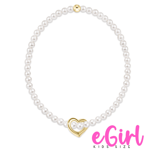 egirl classic pearl 3mm bracelet - love gold charm - She Chester