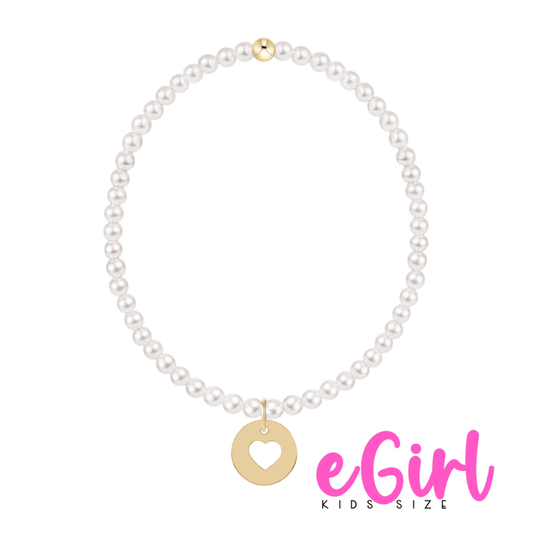 egirl classic pearl 3mm bracelet - love gold disc - She Chester