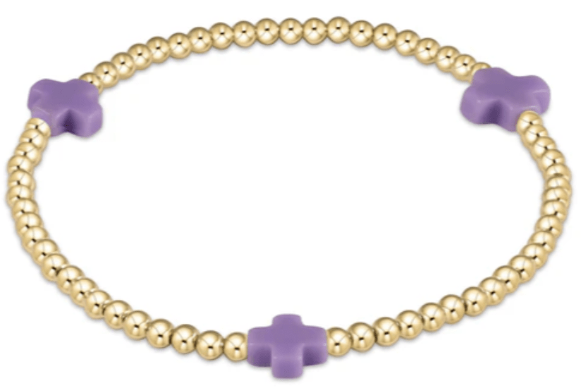 EGIRL Signature Cross 3mm Purple Gold Bead Bracelet (KIDS) - She Chester