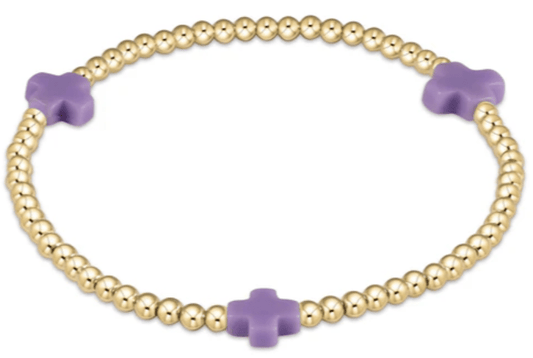EGIRL Signature Cross 3mm Purple Gold Bead Bracelet (KIDS) - She Chester