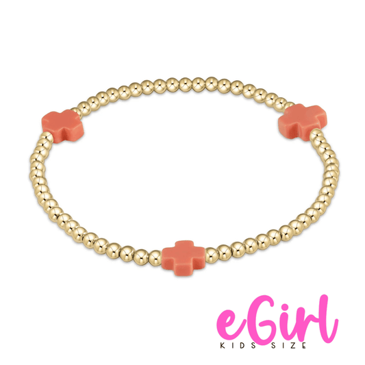 EGIRL Signature Cross Gold 3mm Coral (KIDS) - She Chester