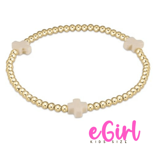 EGIRL Signature Cross Gold 3mm Off White (KIDS) - She Chester