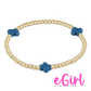 egirl Signature Cross Gold Pattern 3mm Bead Bracelet - Cobalt - She Chester