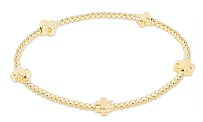 EGIRL Signature Cross Small Gold Pattern 2mm Bracelet (KIDS) - She Chester