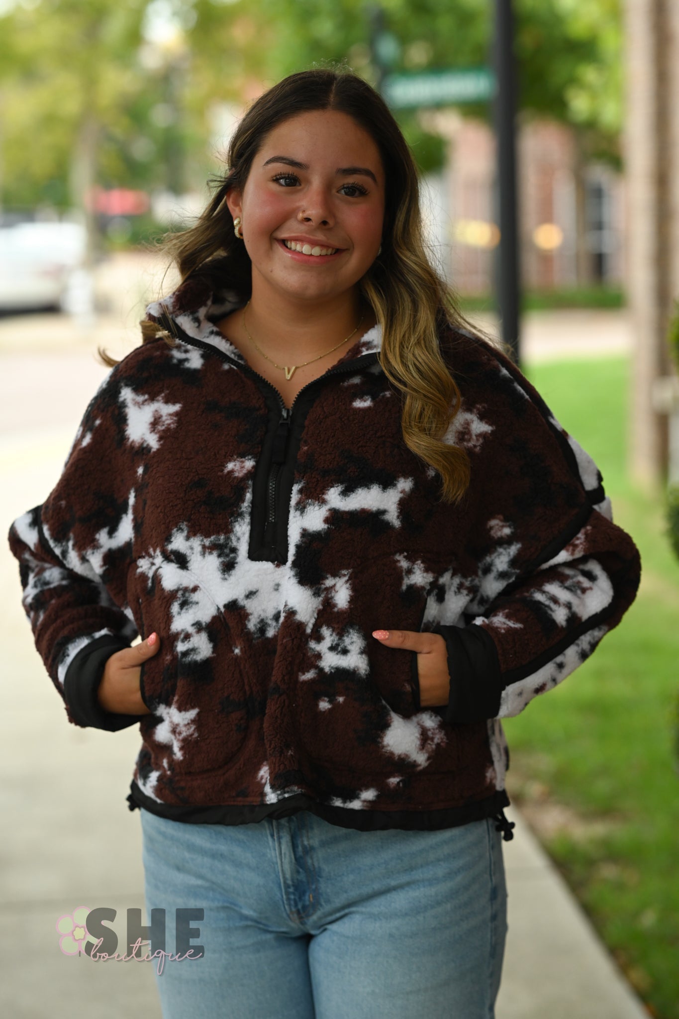 Eileen Cowprint Pullover - She Chester