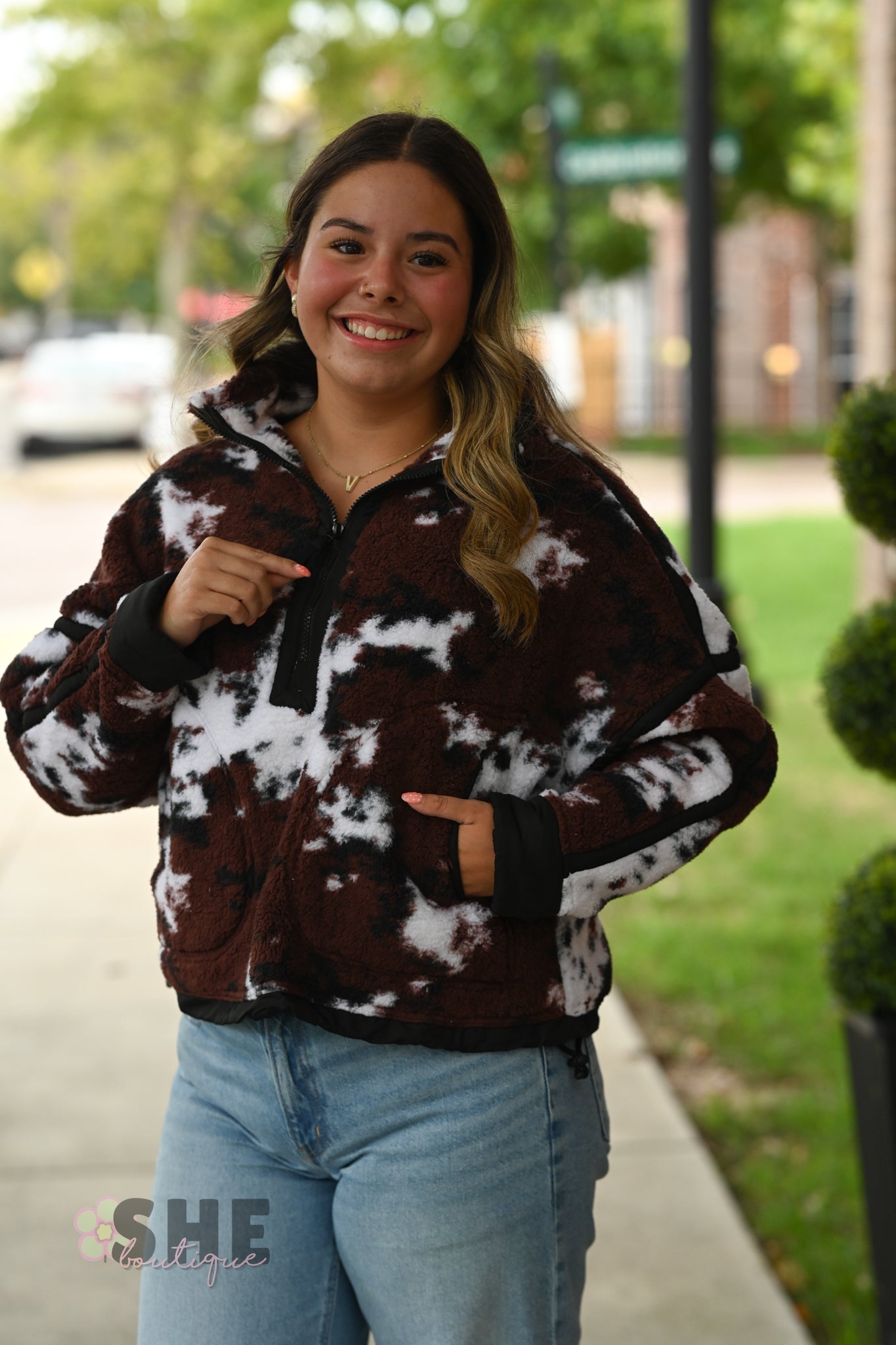Eileen Cowprint Pullover - She Chester