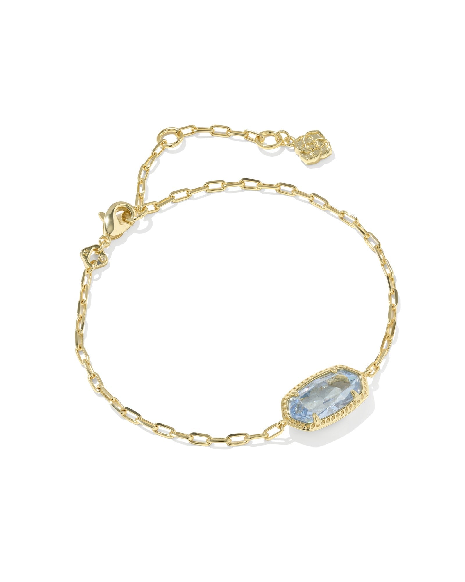 ELAINA LUXE CHAIN BRACELET GOLD LIGHT BLUE CZ - She Chester