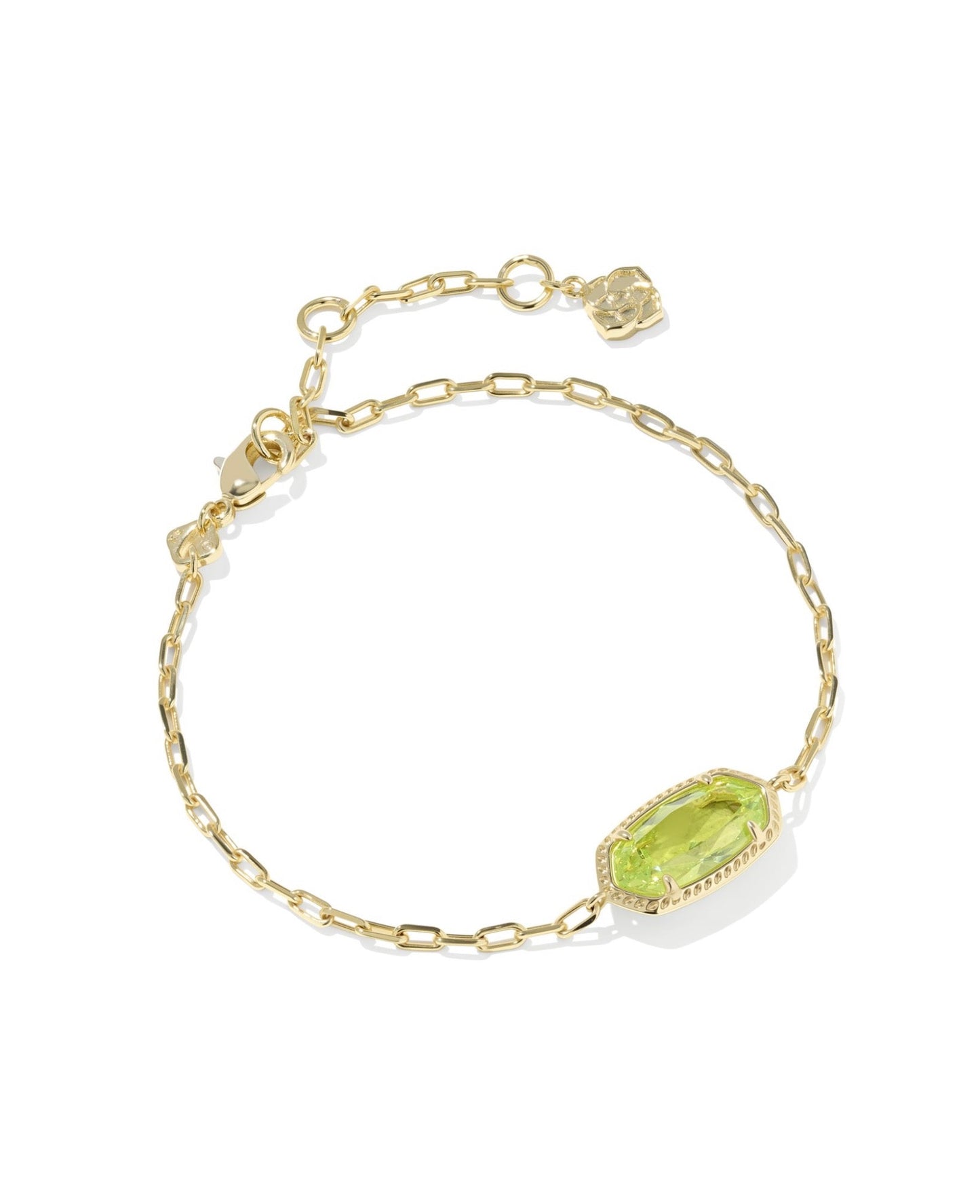 ELAINA LUXE CHAIN BRACELET GOLD LIGHT GREEN CZ - She Chester