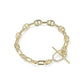 ELAINA TOGGLE LINK AND CHAIN BRACELET GOLD WHITE CZ - She Chester