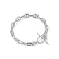 ELAINA TOGGLE LINK AND CHAIN BRACELET SILVER WHITE CZ - She Chester