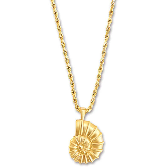 Eliana Gold Oversized Shell Pendant Necklace - She Chester