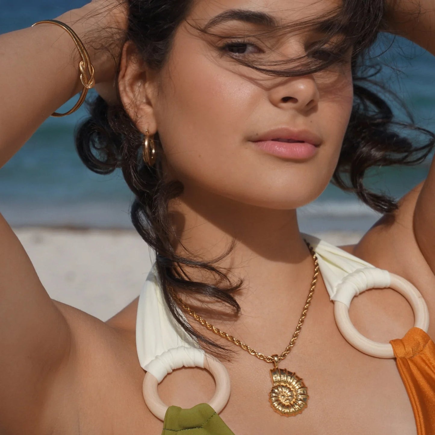 Eliana Gold Oversized Shell Pendant Necklace - She Chester