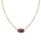 ELISA BAMBOO FRAME SHORT PENDANT NECKLACE GOLD DARK PURPLE AMETHYST - She Chester