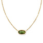 ELISA BAMBOO FRAME SHORT PENDANT NECKLACE GOLD SAGE SERPENTINE - She Chester
