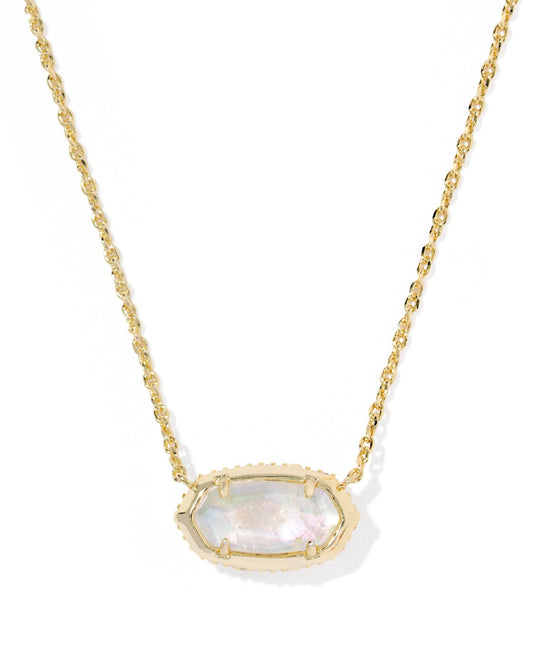 ELISA BOW SHORT PENDANT NECKLACE GOLD IRIDESCENT CRYSTAL IVORY ILLUSION - She Chester