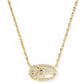 ELISA BOW SHORT PENDANT NECKLACE GOLD IRIDESCENT CRYSTAL IVORY ILLUSION - She Chester
