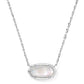 ELISA BOW SHORT PENDANT NECKLACE SILVER IRIDESCENT CRYSTAL IVORY ILLUSION - She Chester