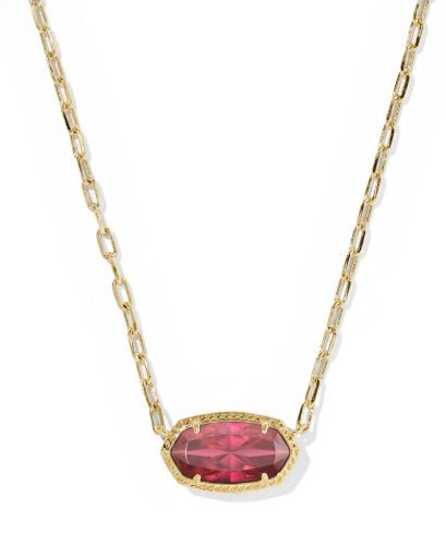 Elisa Luxe Short Pendant Necklace - Gold Burgundy Crystal - She Chester