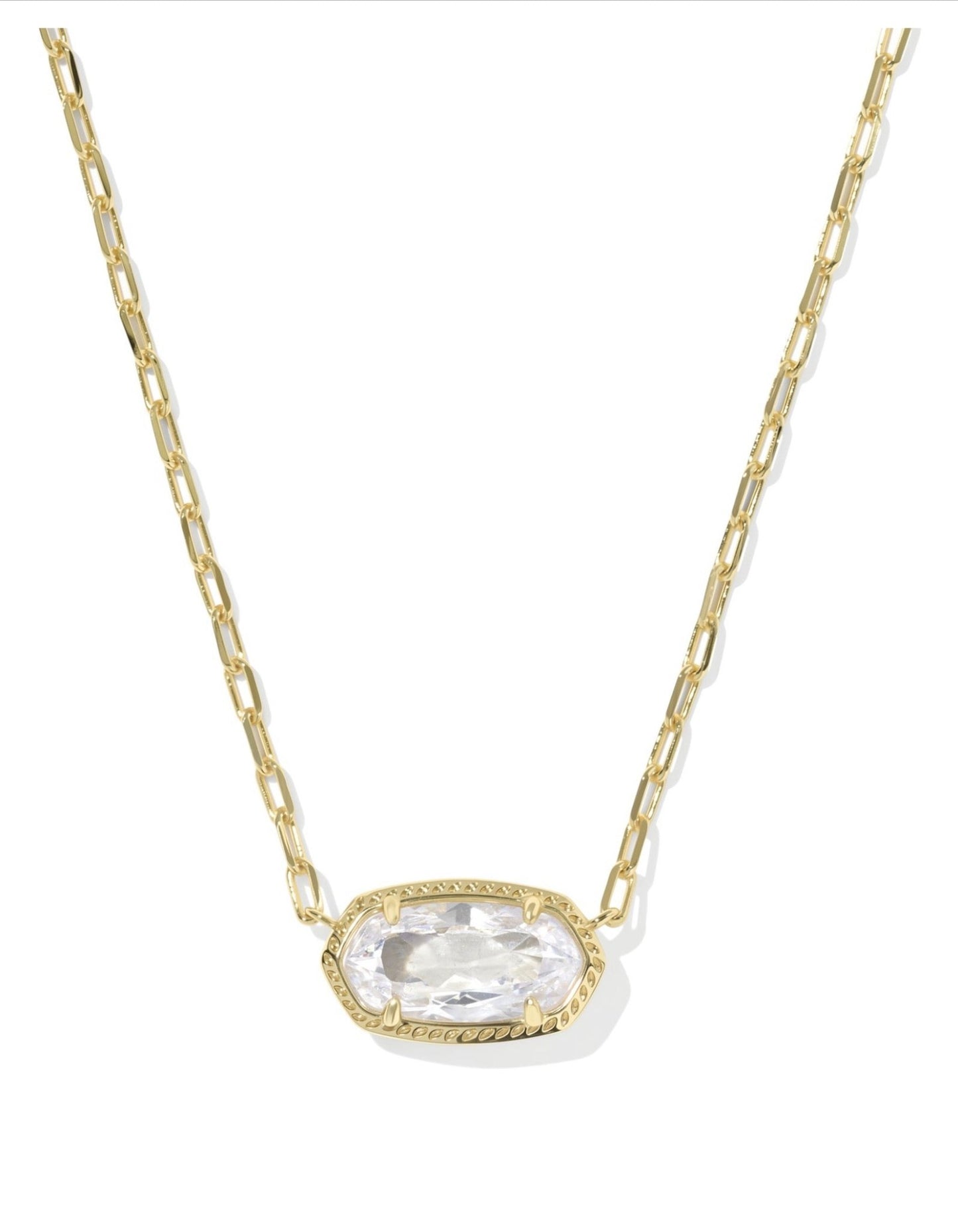 ELISA LUXE SHORT PENDANT NECKLACE GOLD WHITE CZ - She Chester