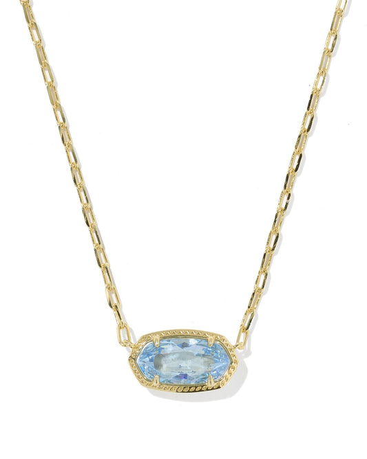 ELISA LUXE SHORT PENDANT NECKLACEGOLD LIGHT BLUE CZ - She Chester