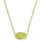 ELISA LUXE SHORT PENDANT NECKLACEGOLD LIGHT GREEN CZ - She Chester