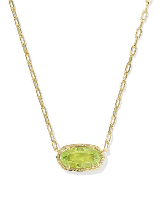 ELISA LUXE SHORT PENDANT NECKLACEGOLD LIGHT GREEN CZ - She Chester