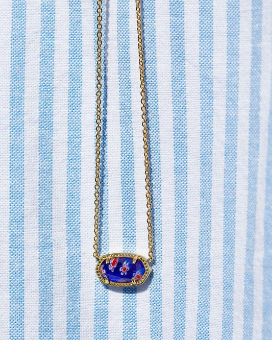 Elisa Necklace Gold Cobalt Blue Mosaic - She Chester