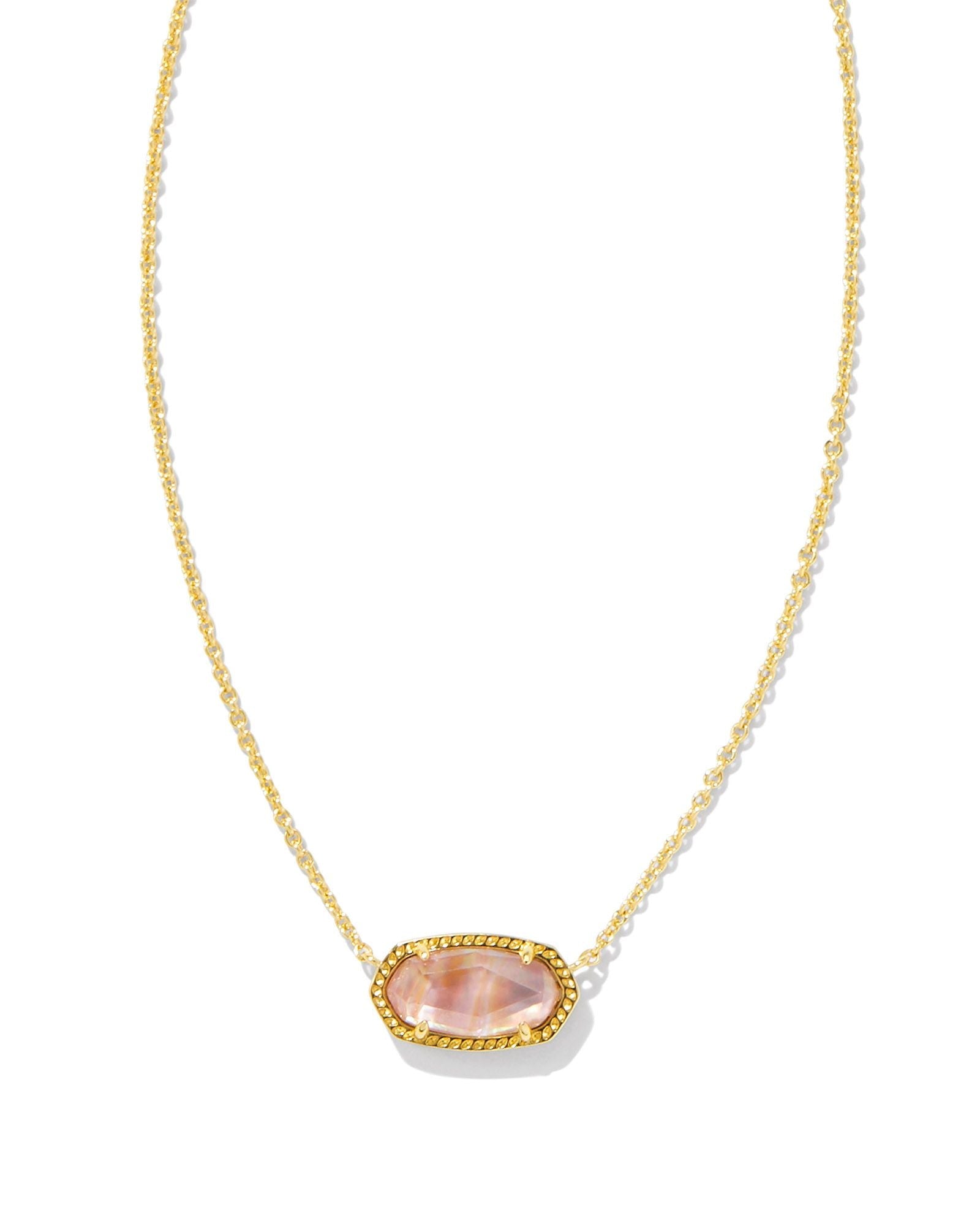 Elisa Necklace Gold Light Pink Iridescent Abalone - She Chester