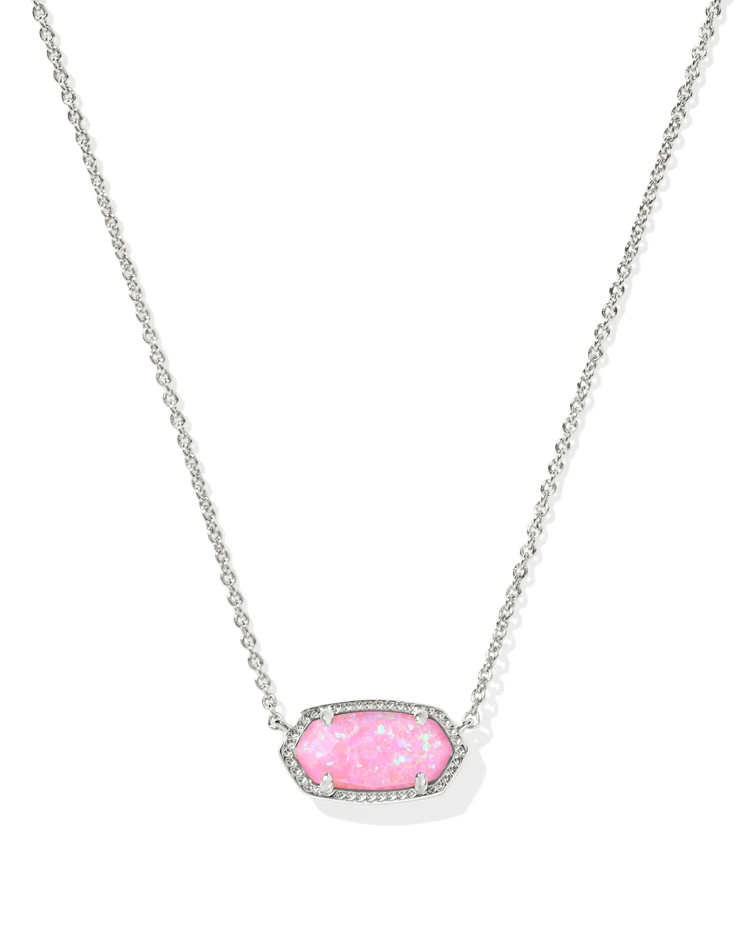Elisa Necklace Rhodium Light Carnation Pink Opal - She Chester