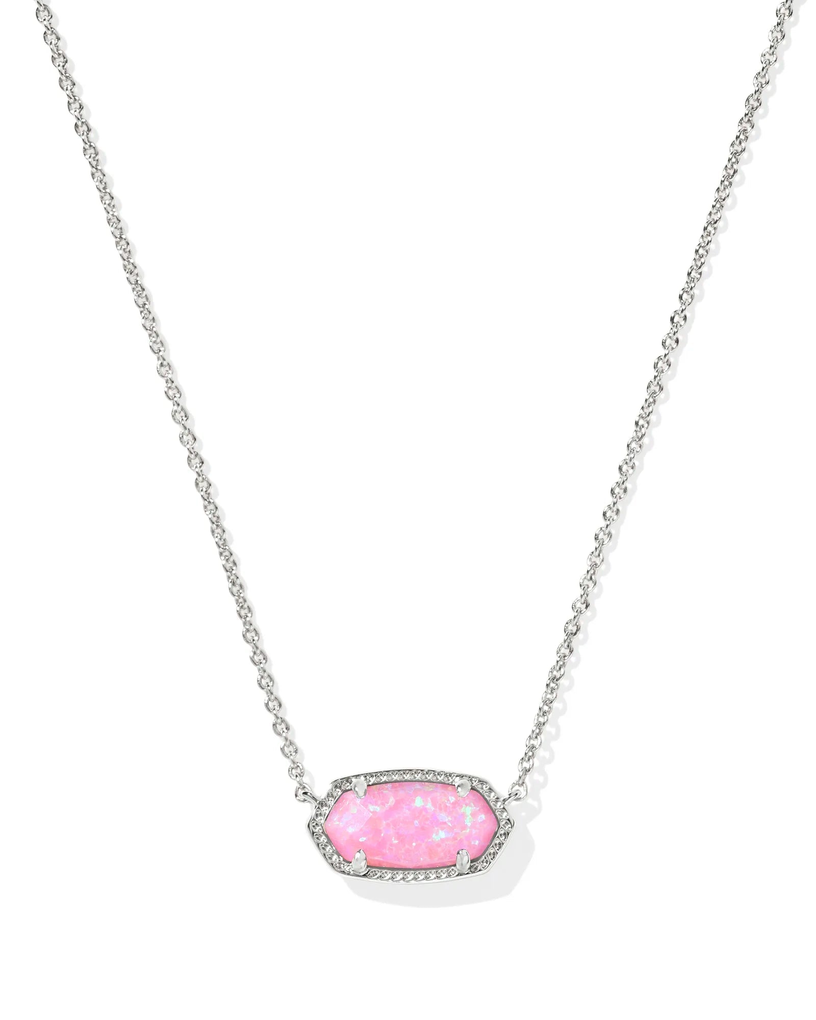 Elisa Necklace Rhodium Light Carnation Pink Opal - She Chester