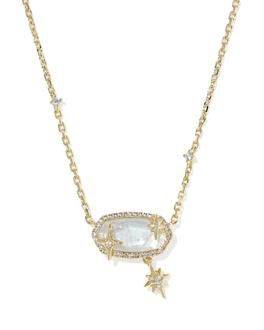 ELISA STAR SHORT PENDANT NECKLACE - GOLD CRYSTAL IVORY ILLUSION - She Chester