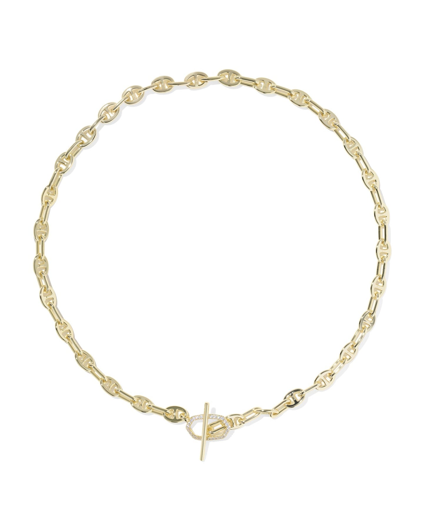 ELISA TOGGLE LINK AND CHAIN NECKLACE GOLD WHITE CZ - She Chester