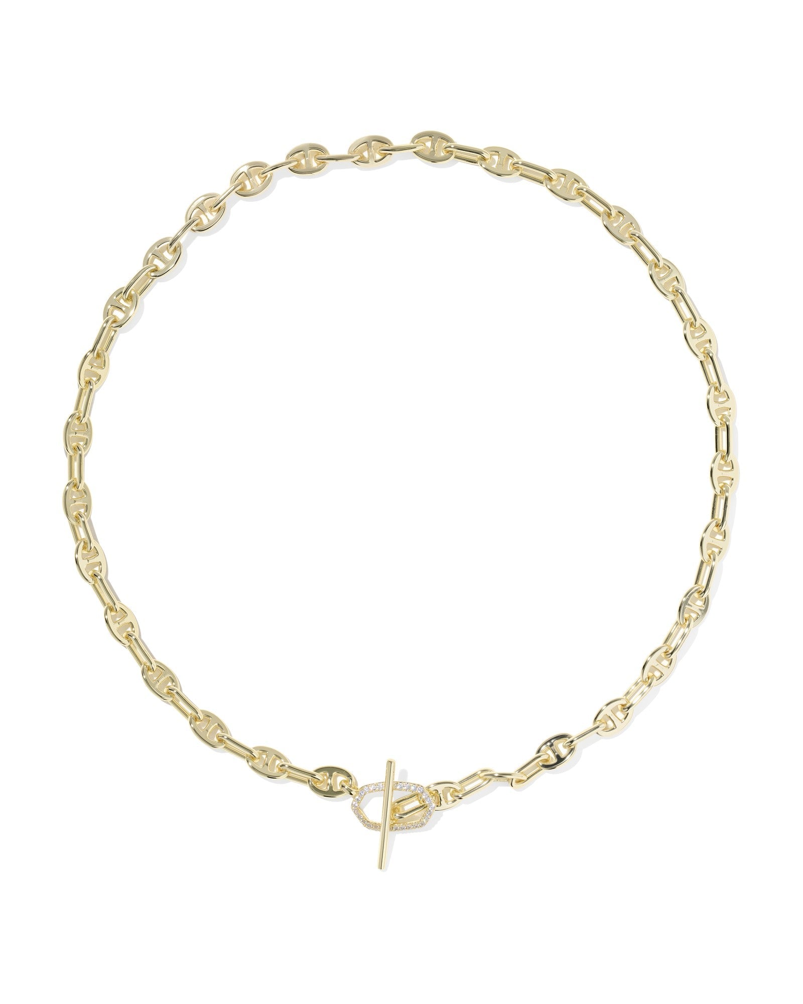 ELISA TOGGLE LINK AND CHAIN NECKLACE GOLD WHITE CZ - She Chester