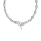 ELISA TOGGLE LINK AND CHAIN NECKLACE SILVER WHITE CZ - She Chester