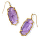 ELLE BAMBOO FRAME DROP EARRINGS GOLD DARK PURPLE AMETHYST - She Chester