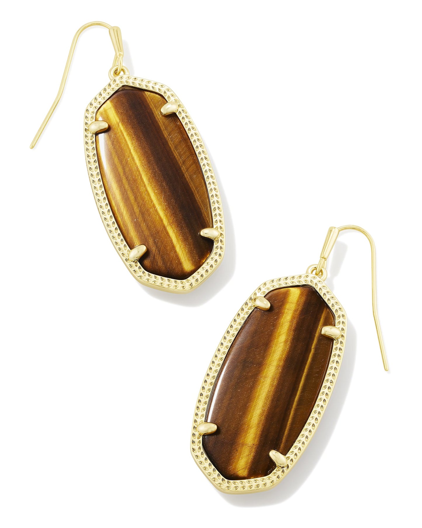 Elle Earrings Gold Brown Tigers Eye - She Chester