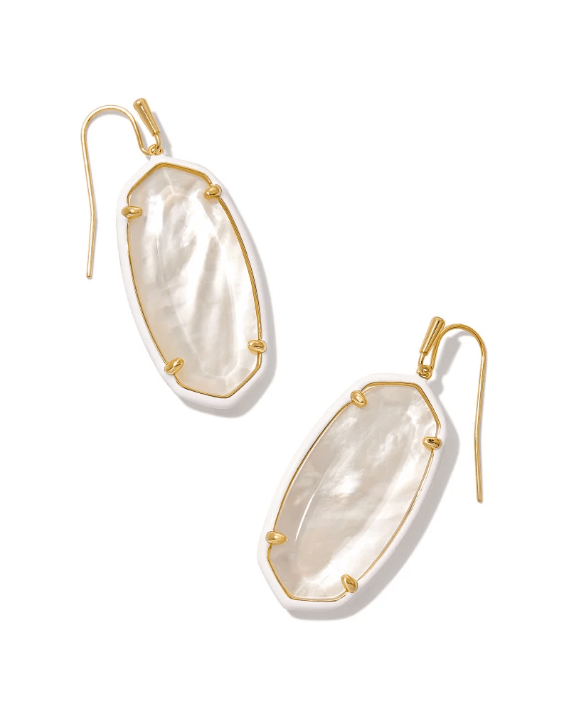 Elle Enamel Drop Gold Ivory Mix Earring - She Chester