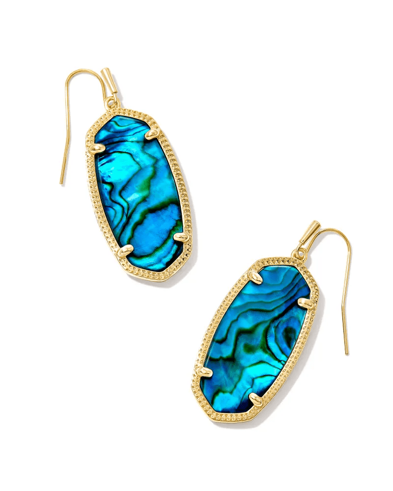 Elle Gold Teal Abalone Earring - She Chester