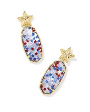 Elle Star Drop Earrings Gold Red White Blue Illusion - She Chester