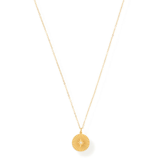 Rue Sunburst Disc Necklace Gold