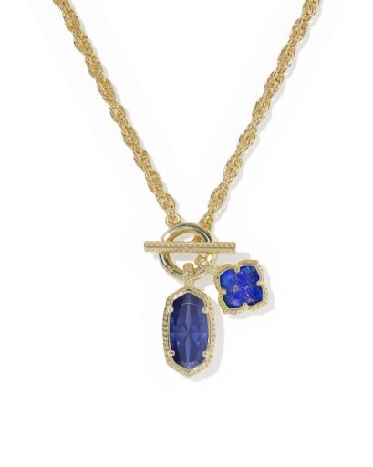 Eloise Charm Necklace - Gold Bronze Veined Blue Lapis - She Chester