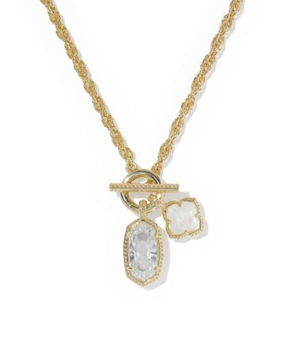 Eloise Charm Necklace - Gold Crystal Ivory Illusion - She Chester