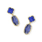 Eloise Drop Earrings - Gold Bronze Veined Blue Lapis - She Chester