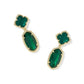 Eloise Drop Earrings - Gold Dark Green Rock Crystal - She Chester