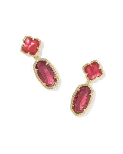 Eloise Drop Earrings - Gold Dark Pink Illusion - She Chester