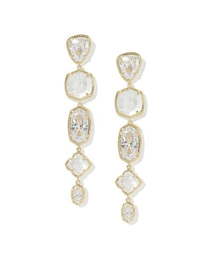 Eloise Linear Earrings - Gold Neutral Mix - She Chester
