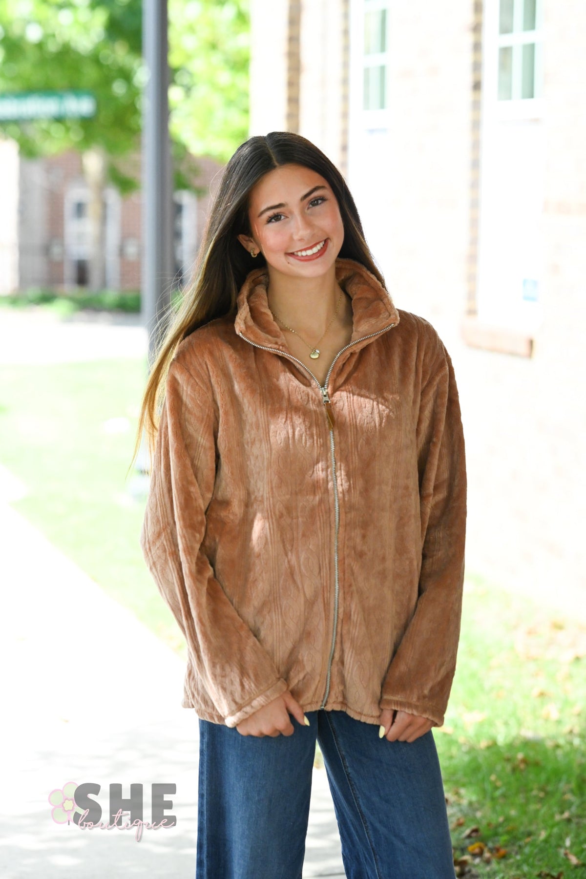 Elsie Brown Full Zip Sherpa - She Chester