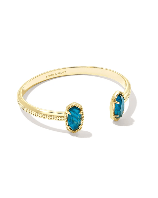 Elton Cuff Gold Teal Abalone - She Chester