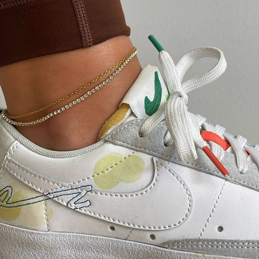 Elyse Double Chain Tennis Anklet - She Chester