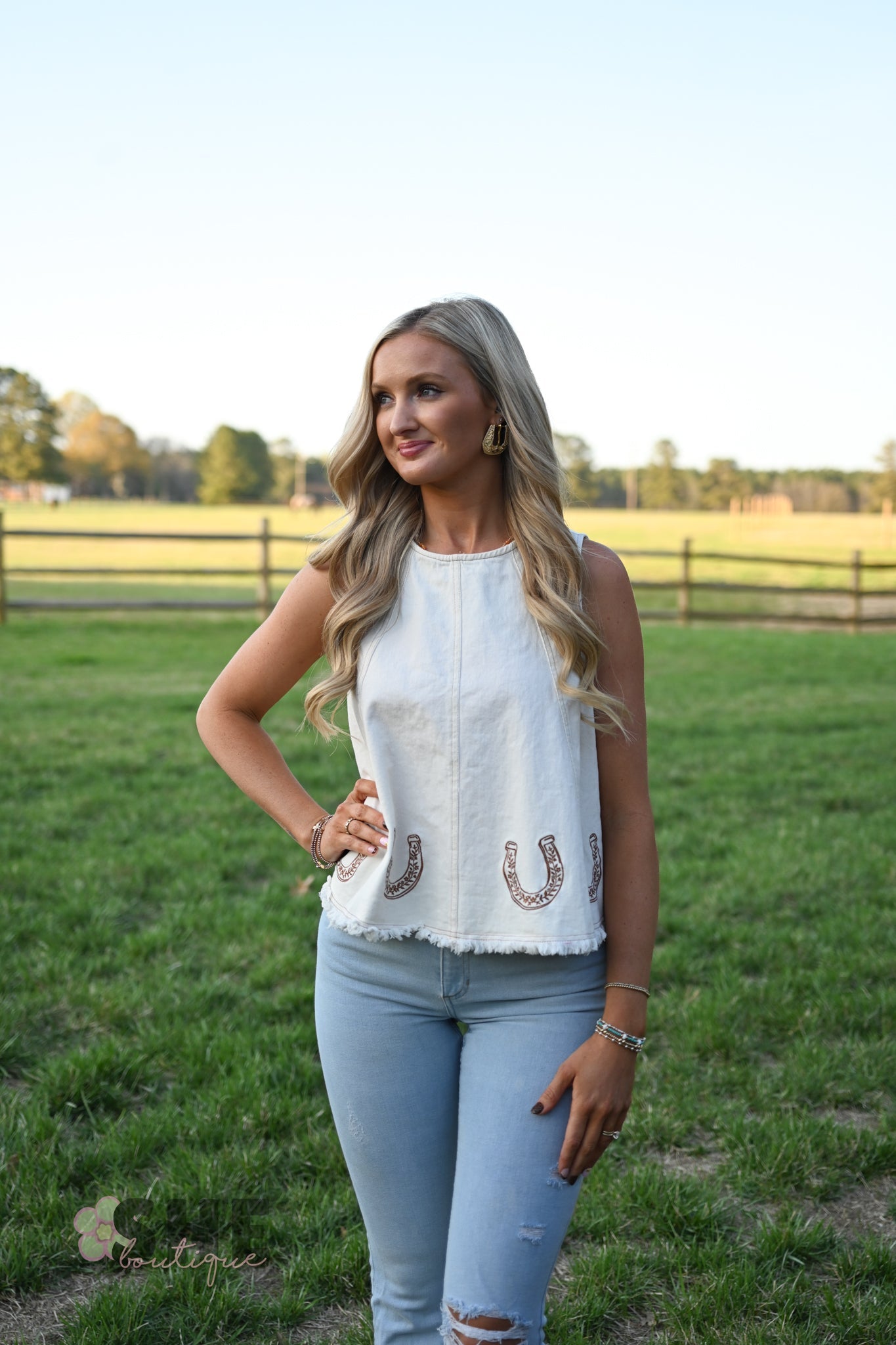 Embroidered Horseshoe Tank - She Chester
